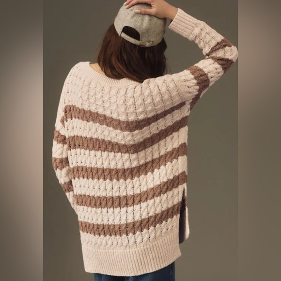 ANTHROPOLOGIE PILCRO Oversized Casual Cable Knit Striped Pullover Sweater S NWT - Picture 4 of 13
